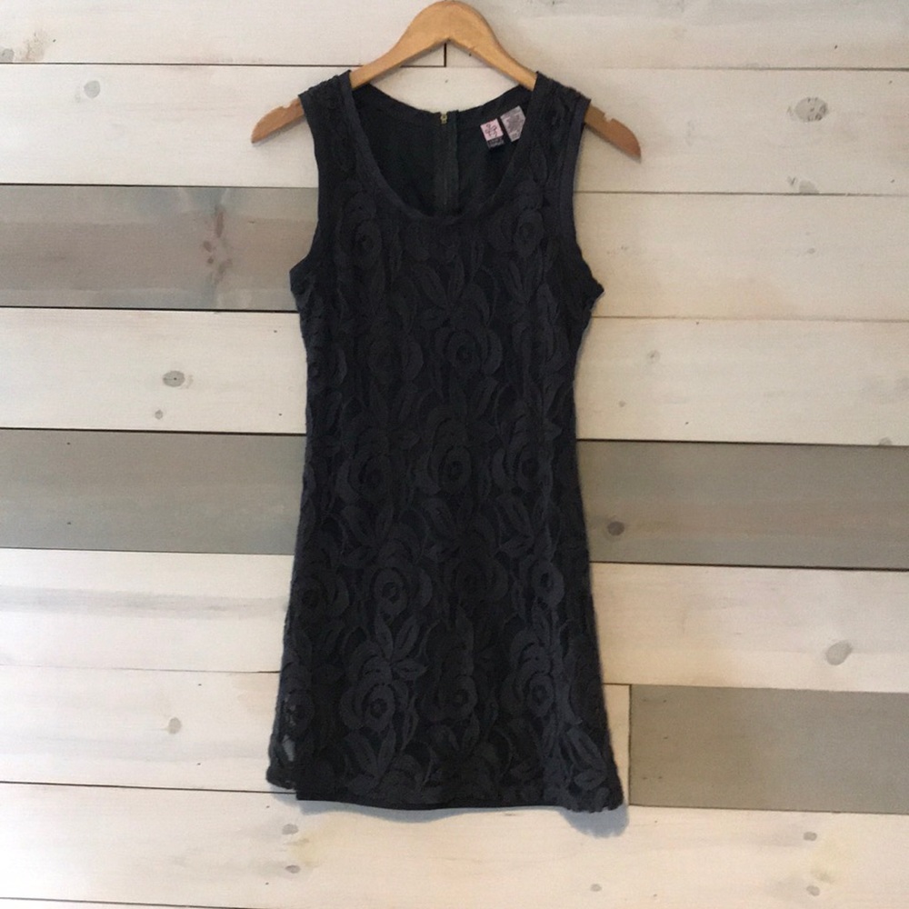 Lace overlay dress.